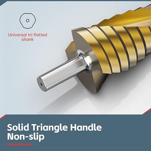 Miniatura 5 de HUHAO Juego de brocas escalonadas, 3 brocas de acero de alta velocidad ranuradas en espiral para chapa de aluminio, metal, madera, perforación,