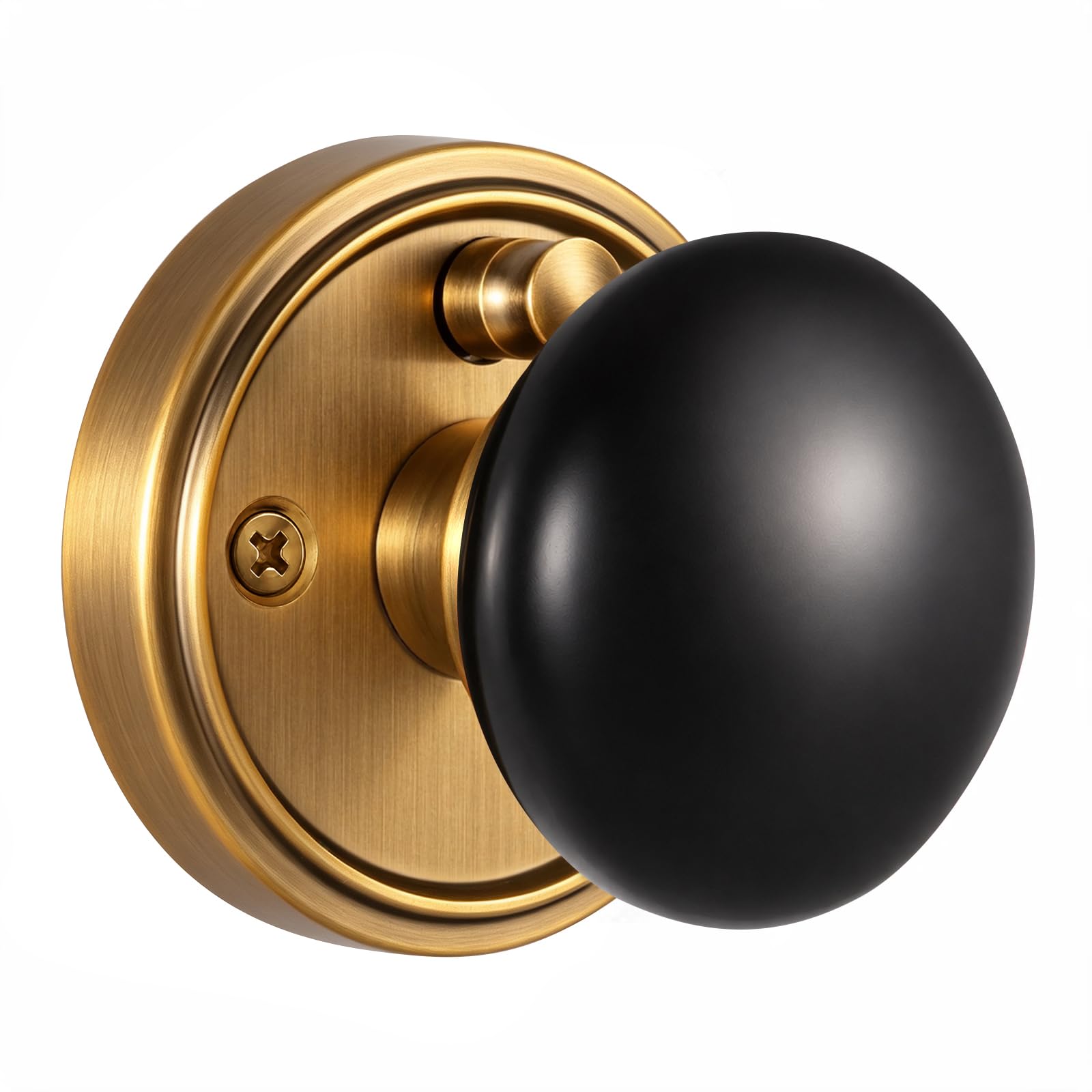 Black Porcelain Door Knobs - Antique Brass -1