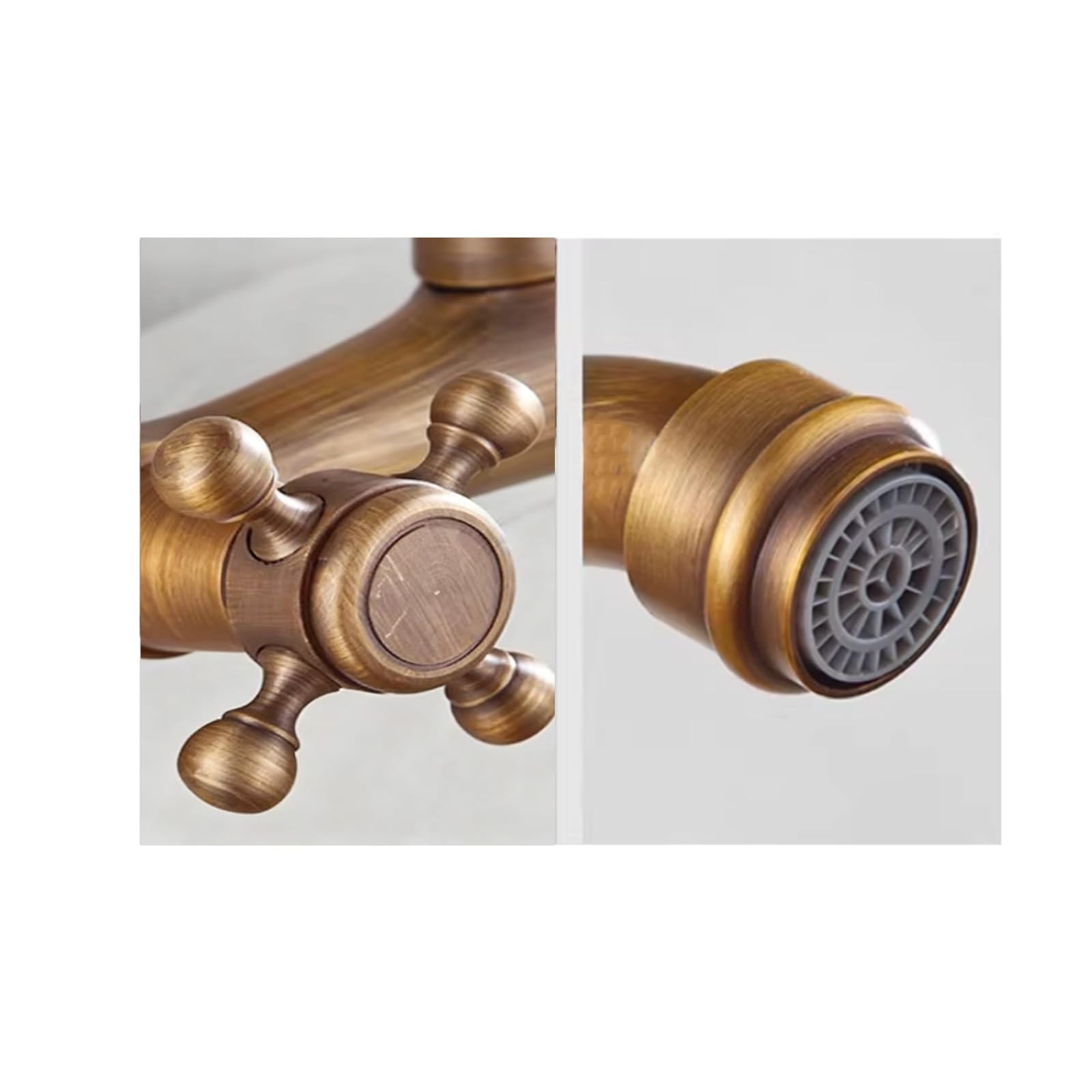 Grifos Baño Grifo De Pared Grifo De 1/2 Doble Salida para Lavadora Agua Fría Y Caliente Latón Cepillado,17cm