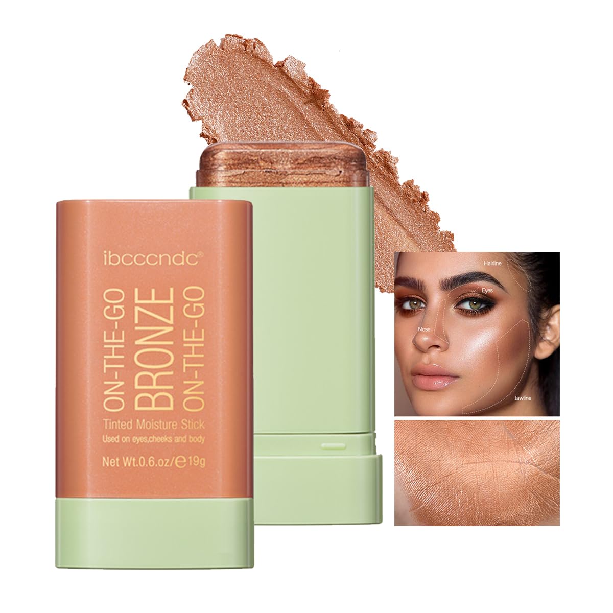 Cream Contour Stick,Versatile Bronzer Facial Contouring Stick,Long Lasting Highlighter Waterproof Facial Shaping,Buildable Highlight Contour Makeup Natural Radiant Look,03 Rich Glow
