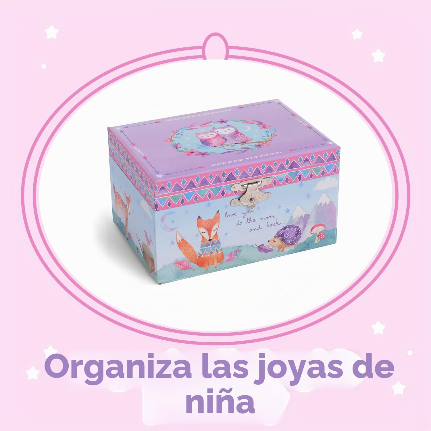Jewelkeeper Caja Musical para Joyas para Niñas Búhos Animales del Bosque Melodía Estrellita