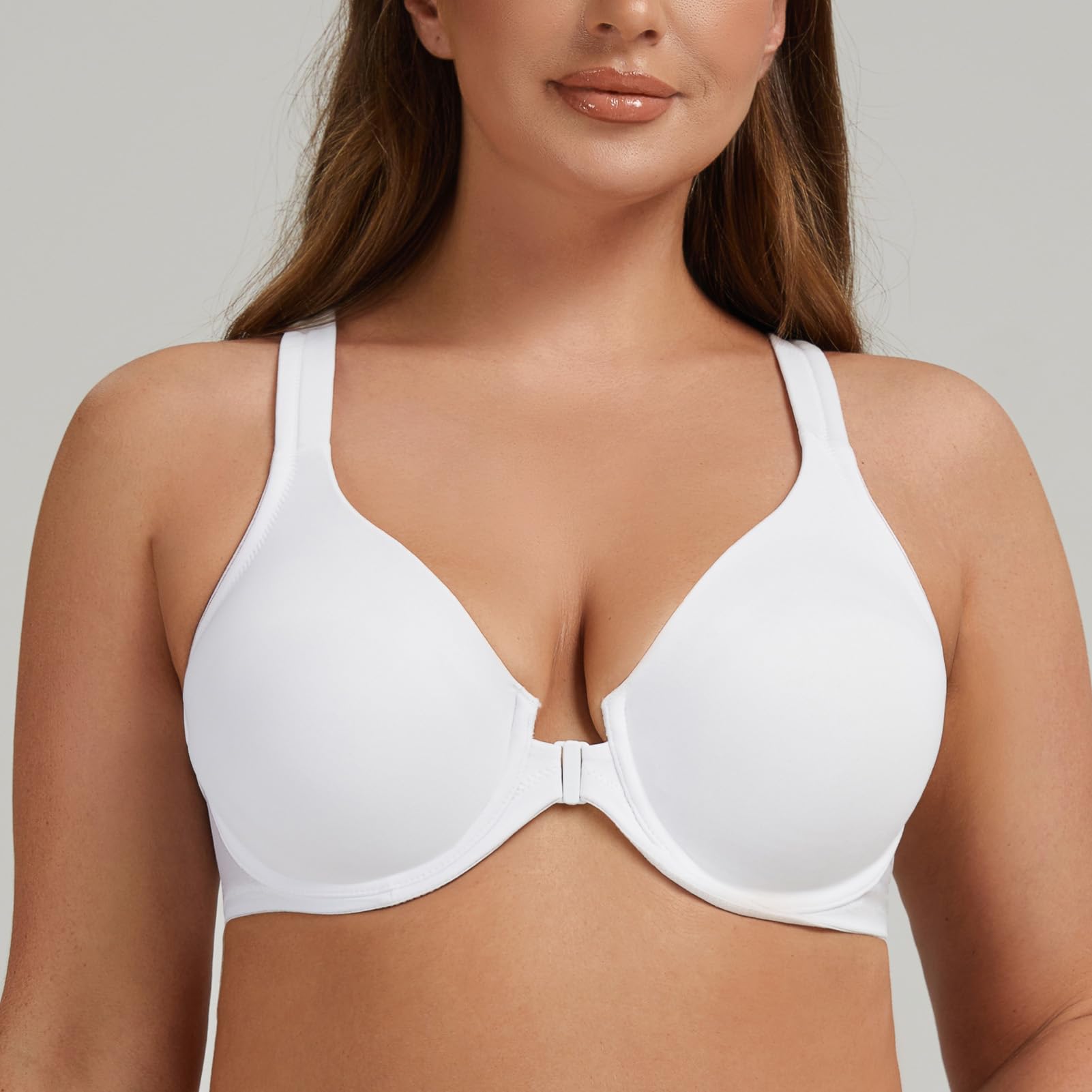 MELENECA Femmes Dos Nageur Fermeture sur Le Devant Soutien-Gorge Plongeant Non rembourré Couverture complète sans Coutures A Armatures