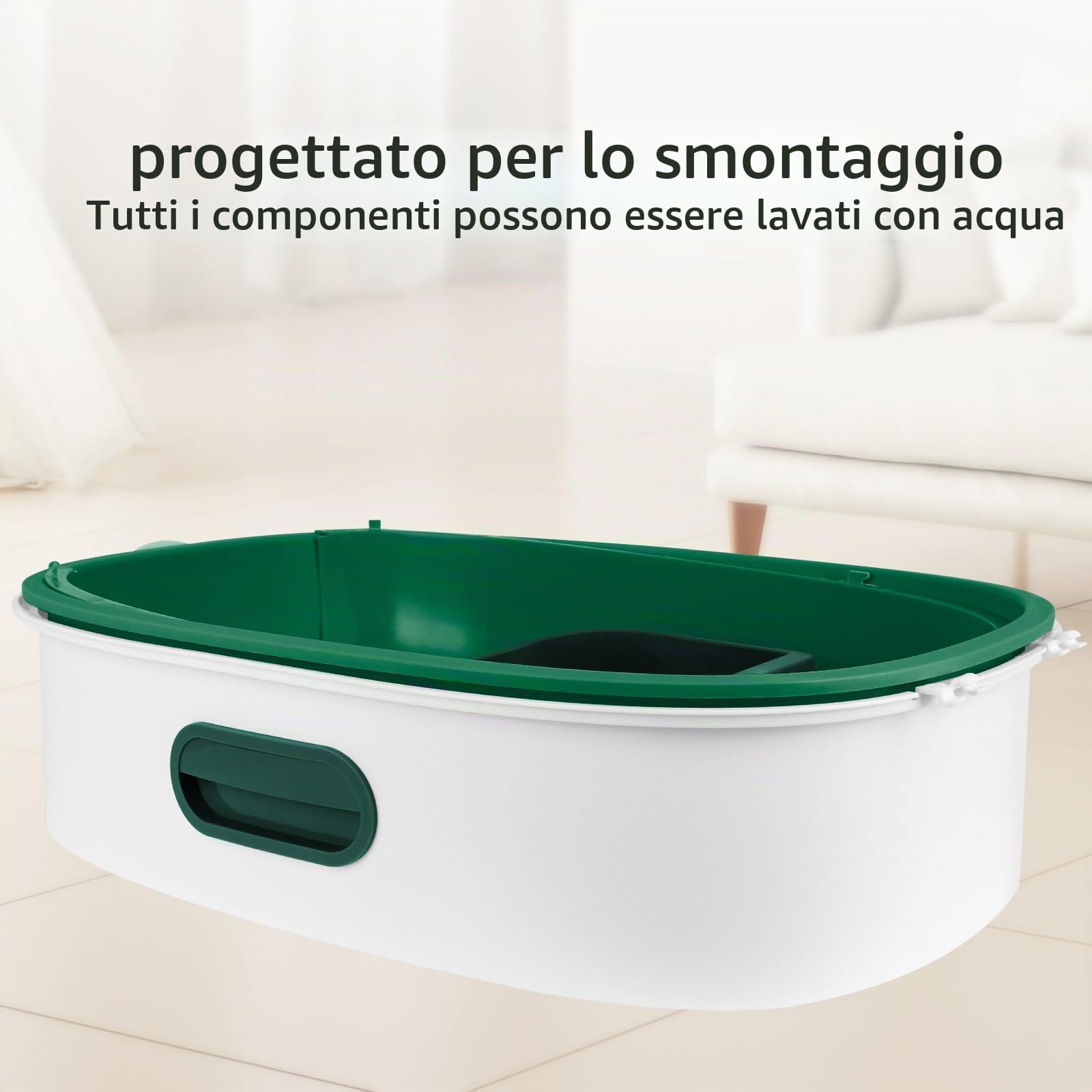 Lettiera per gatti autopulente/lettiera autopulente/casa di toilette per gatto/con confezione deodorante (Top)/ lettiera sterilizzata a raggi ultravioletti (A, verde)