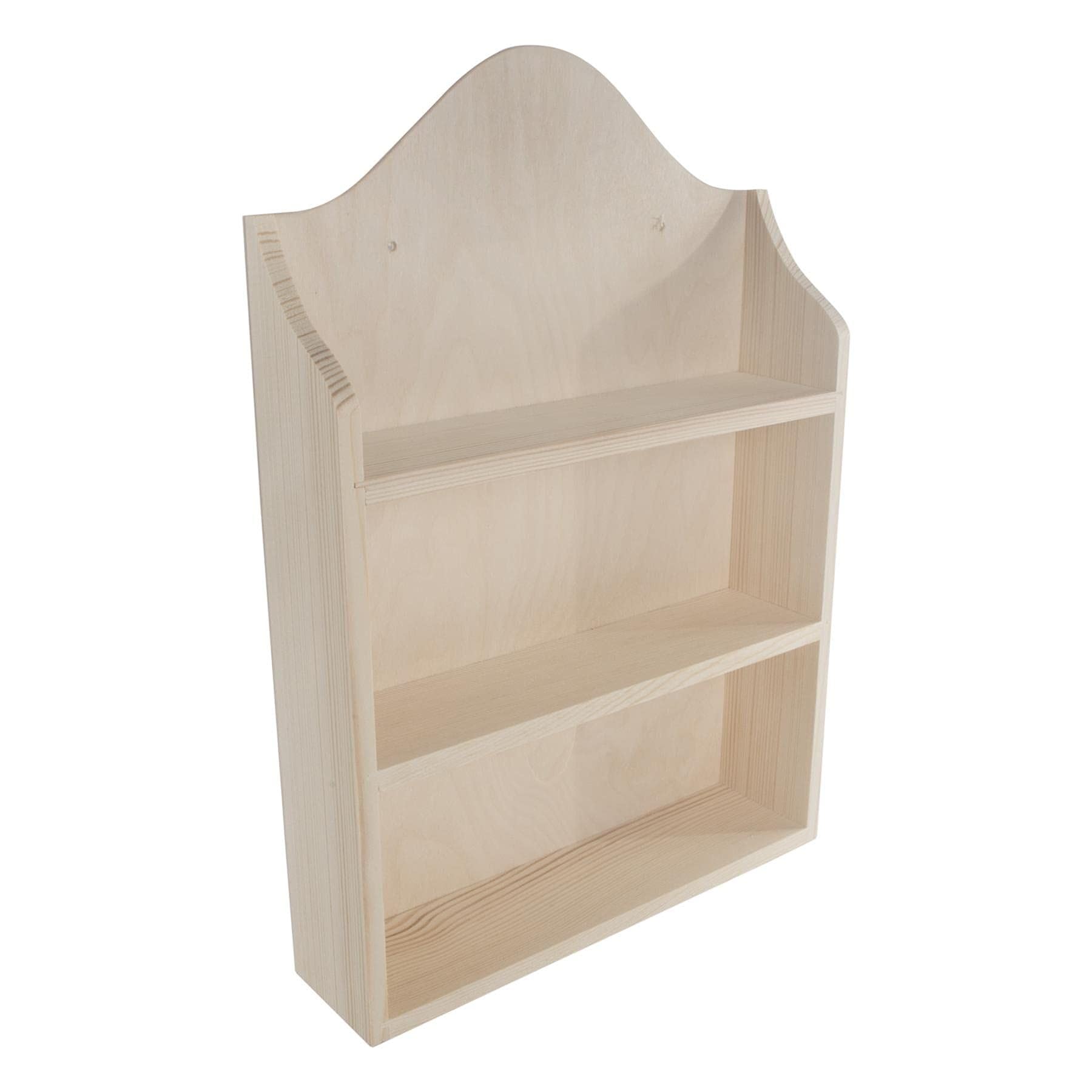 Woodeedoo Natural Wood Wooden 3 Tier Spice Rack - Shelf Kitchen Jars Display Organiser Bottle Holder Wall Mountable Pine Storage Unit Unpainted Plain Wood For Diy Decorating - 25.7 X 6.3 X 37 Cm