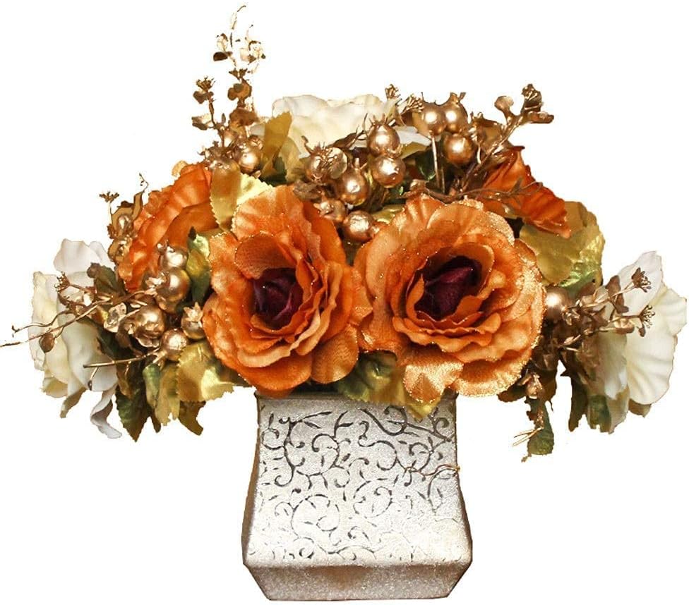 ポットの人工花ヨーロッパスタイルの美しい人工花の花束と花瓶の家