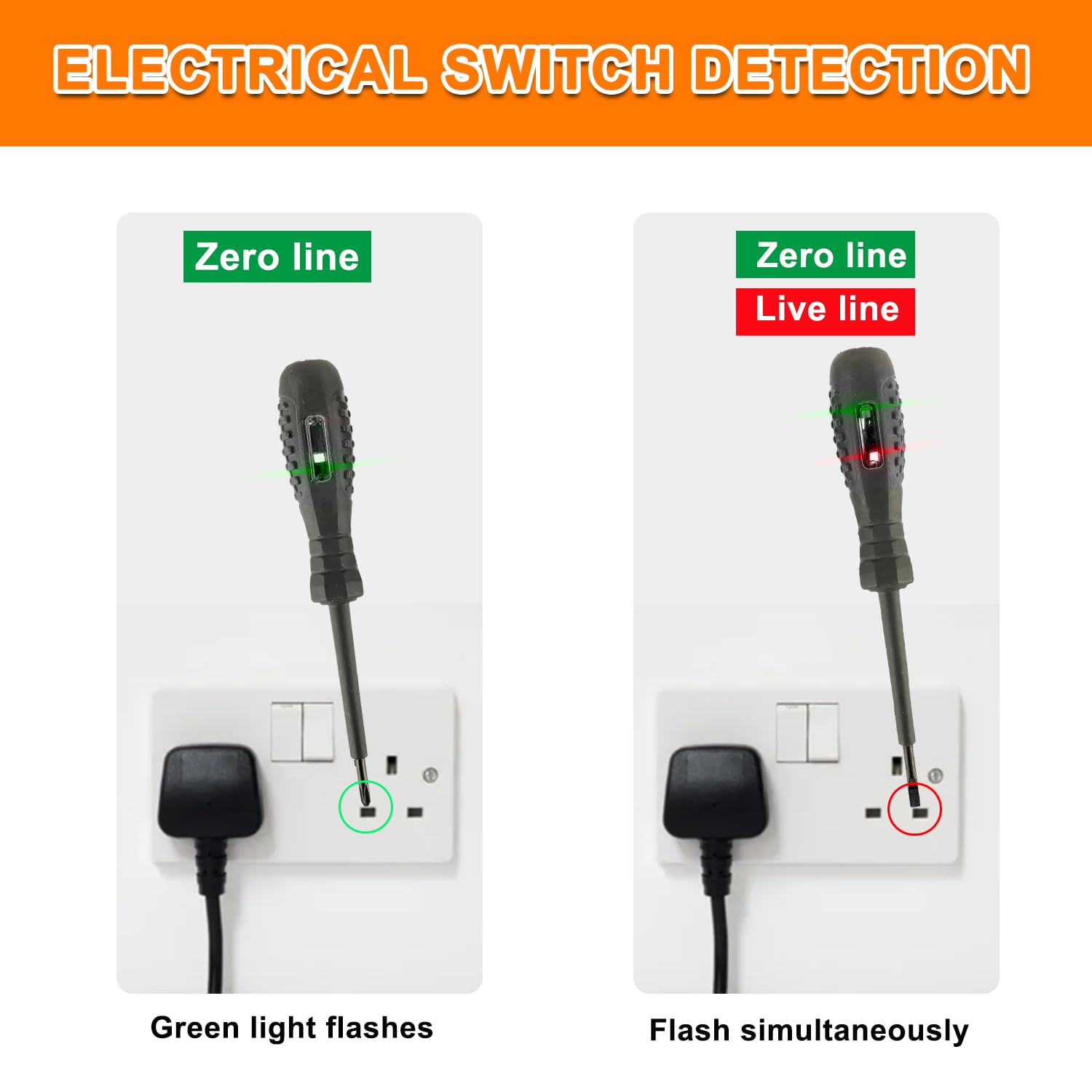 2 in 1 Rilevatore di elettricità Cacciavite magnetico, Forte Coppia elevata rivelatore di elettricità, Penna Tester di Tensione Per elettricisti(2 teste piatte +2 croci)