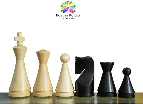 Miniatura 3 de Hastha Kalalu Juego de ajedrez moderno de la serie Poni rusa reproducido de estilo minimalista con reinas extra King de 4 pulgadas con peso, piezas