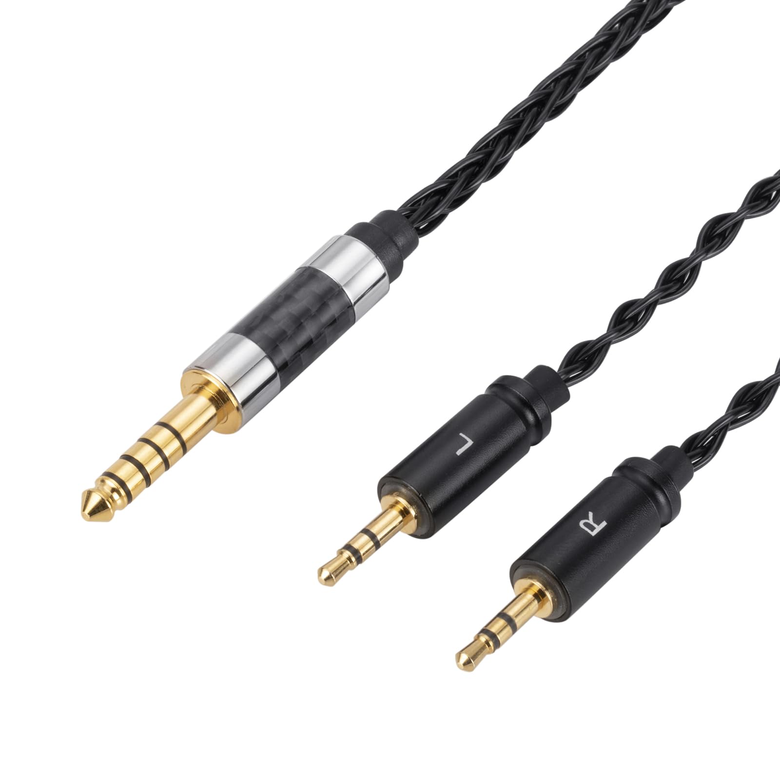 4,4 mm symmetrisches auf duales 2,5-mm-audiophiles Kabel, 8-adriges OCC-Kabel versilbert, kompatibel mit HE400S, HE-400i (2,5-mm-Steckerversion), HE560, HE-350, HE1000 Kopfhörer, HiFi-Upgrade (1,3 m)