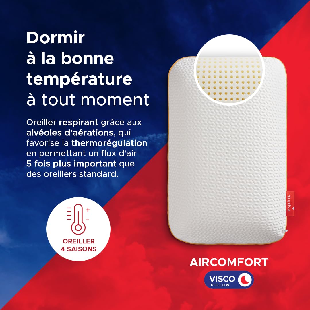 Espira Whites Aircomfort Oreiller Cervical Ergonomique Mémoire de Forme Espira Whites Aircomfort Oreiller Cervical Ergonomique Mémoire de Forme