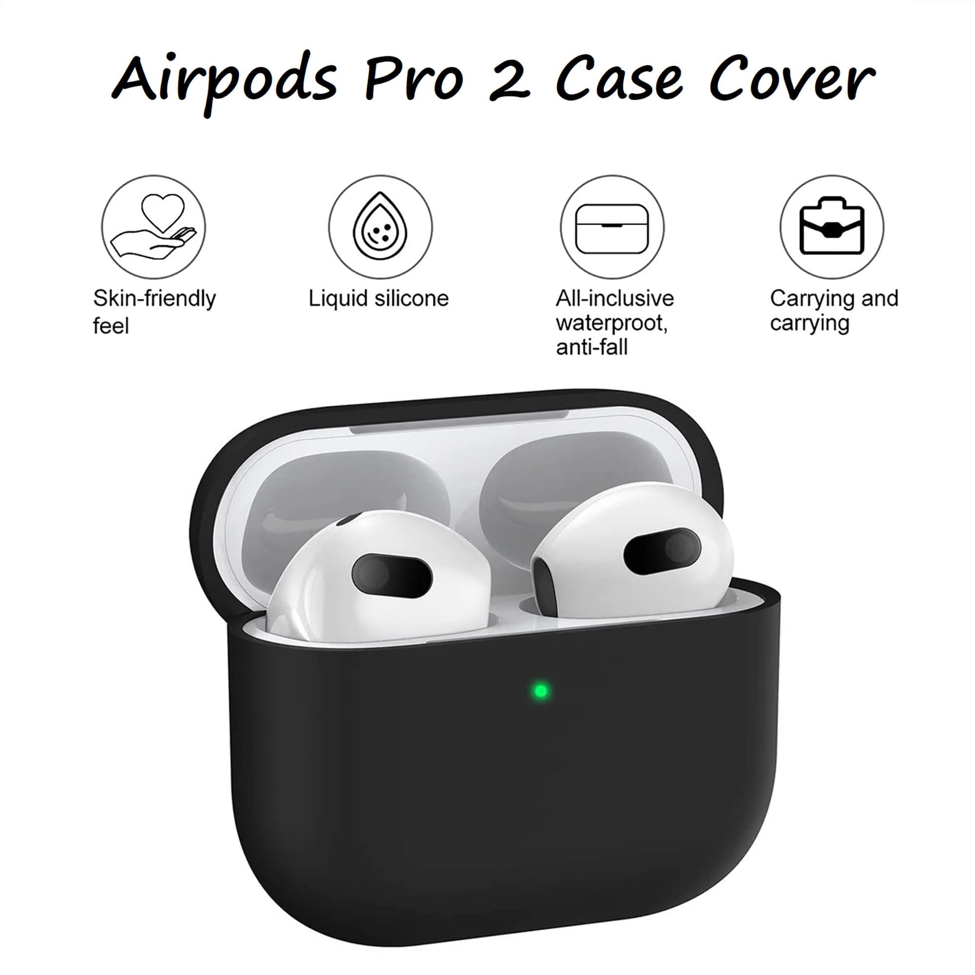 Silikon-Hülle Für AirPods Pro 2 – Mit Reinigungsset & Umhängeband, Front-LED Sichtbar, Milchteefarben
