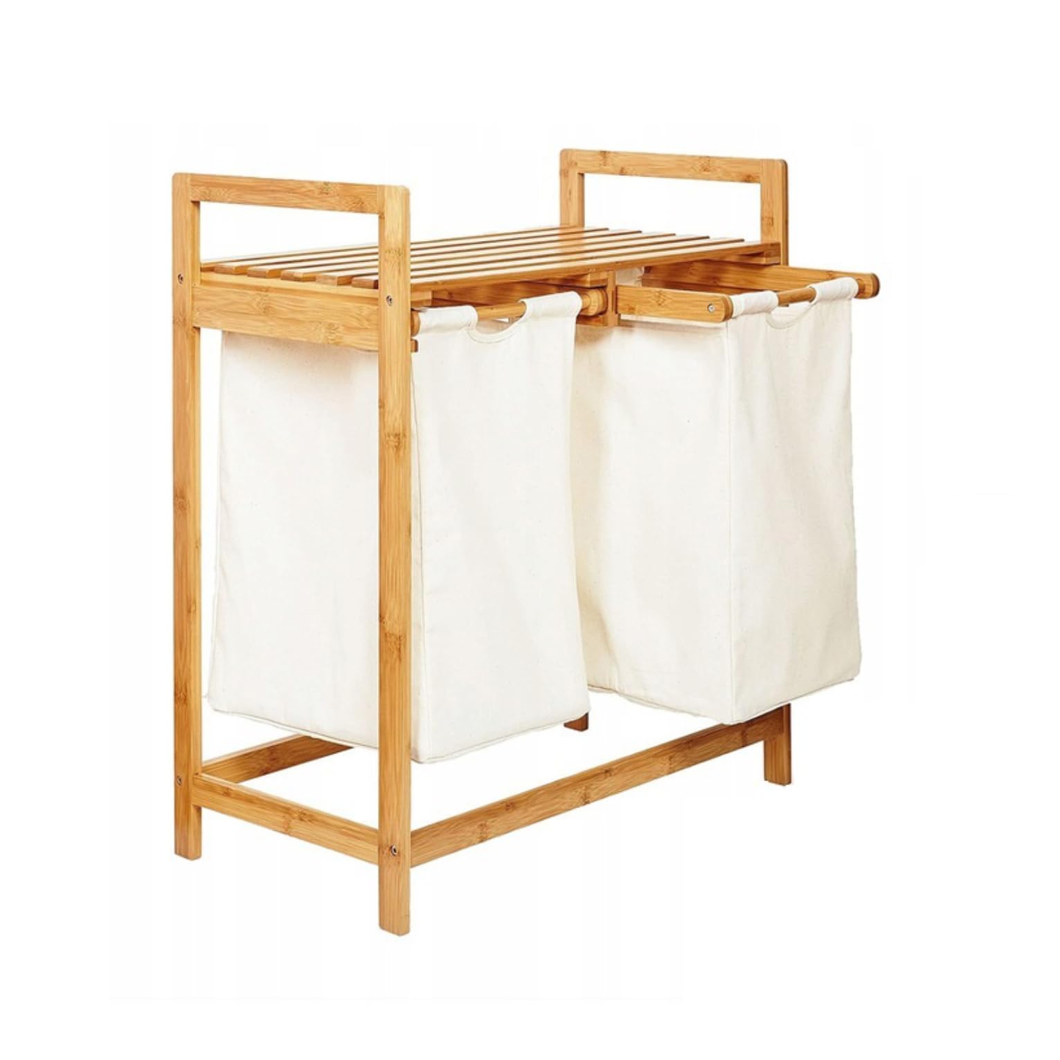 Cesto portabiancheria in bambù ripiano per il bagno portabiancheria in bambù sacchetto per il bucato ripiano per il bagno selezionatore di biancheria 63x33x74 cm Beige
