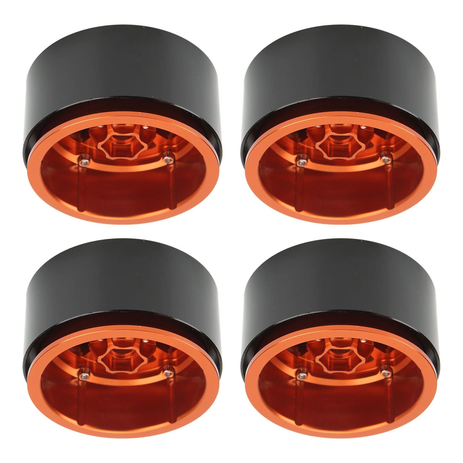 KIMISS 4 szt. 2,2-calowa Piasta Koła ze Stopu Aluminium do 1/10 RC Simulation Crawler - Uniwersalna Piasta RC Beadlock do, Defender, Axial SCX10 (ORANGE)