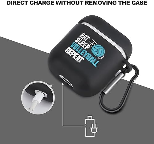 Miniatura 3 de Eat Sleep - Funda protectora portátil para auriculares con llavero compatible con AirPods 1 y 2