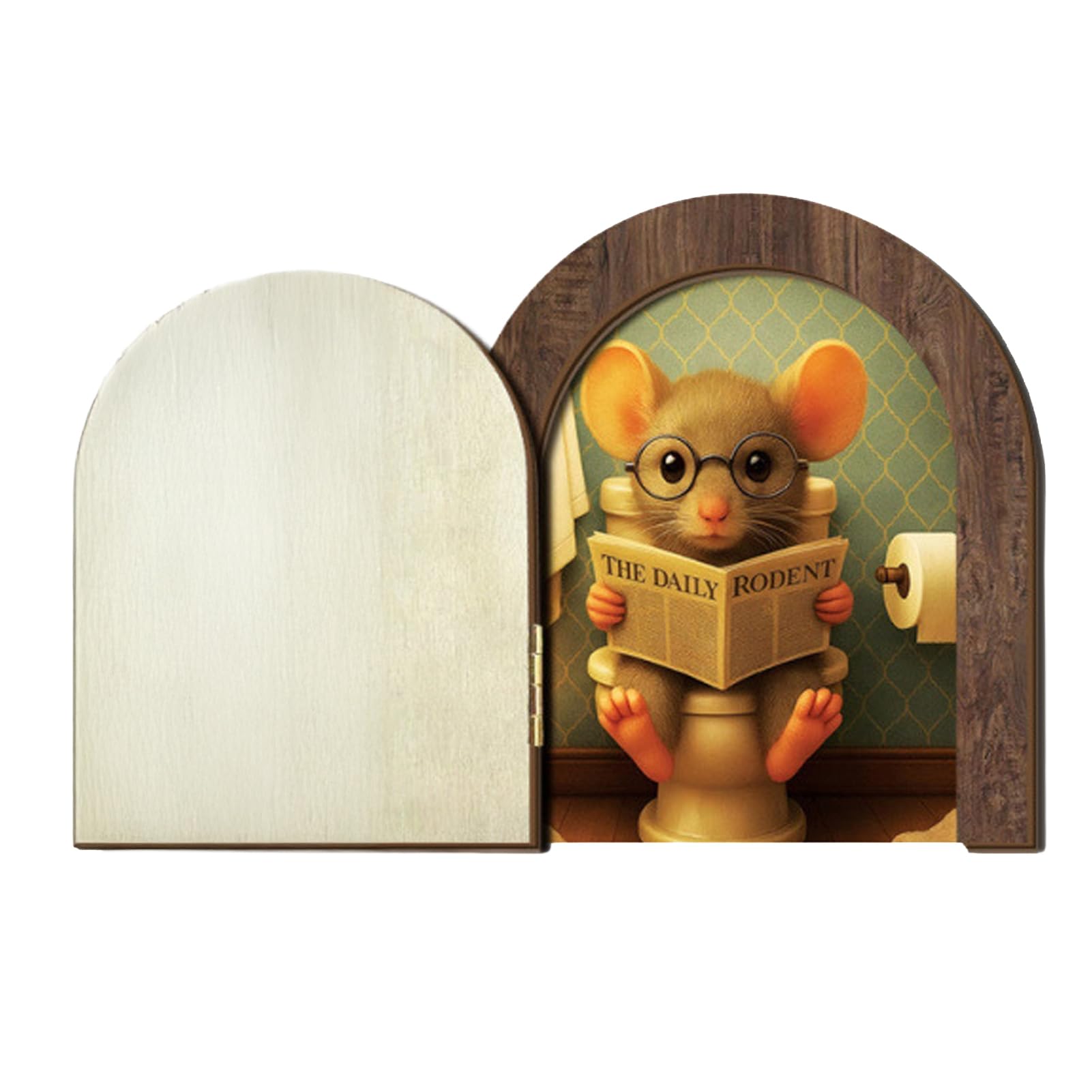 Pasisuu Wooden Mouse Sliding Door – Natural Wood Kids Interactive Toy, Fairy Tale Storybook Elf Room Decor for Children‘s Imaginative Play C