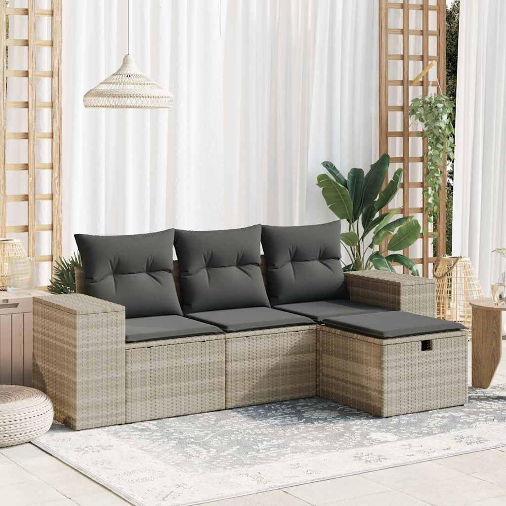 Ensemble de canapés de jardin en rotin synthétique haut de gamme ShGaxin gris à coussins denses