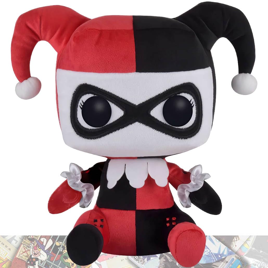 Harley Q u i n n : Mega P o p ! Plush Vinyl Figurine Bundle with 1 Comics Theme Compatible Trading Card (08635)