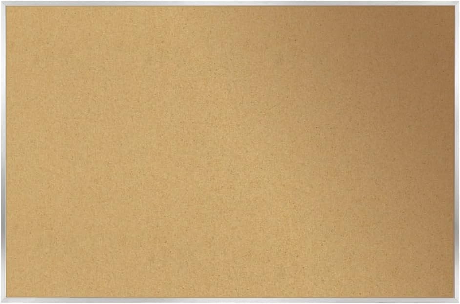 Ghent Natural Cork Bulletin Board - 48.5 x 60.5 - Aluminum Frame - Made in USA