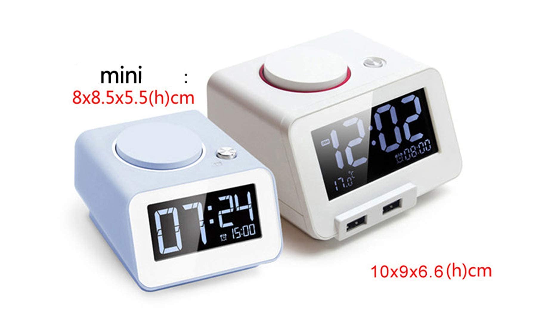 Reloj despertador electrónico inteligente con pantalla grande Lcd, función de carga USB dual Ajuste de brillo Snooze Reloj despertador digital Reloj de mesa Reloj LED portátil, verde (negro) (gris)