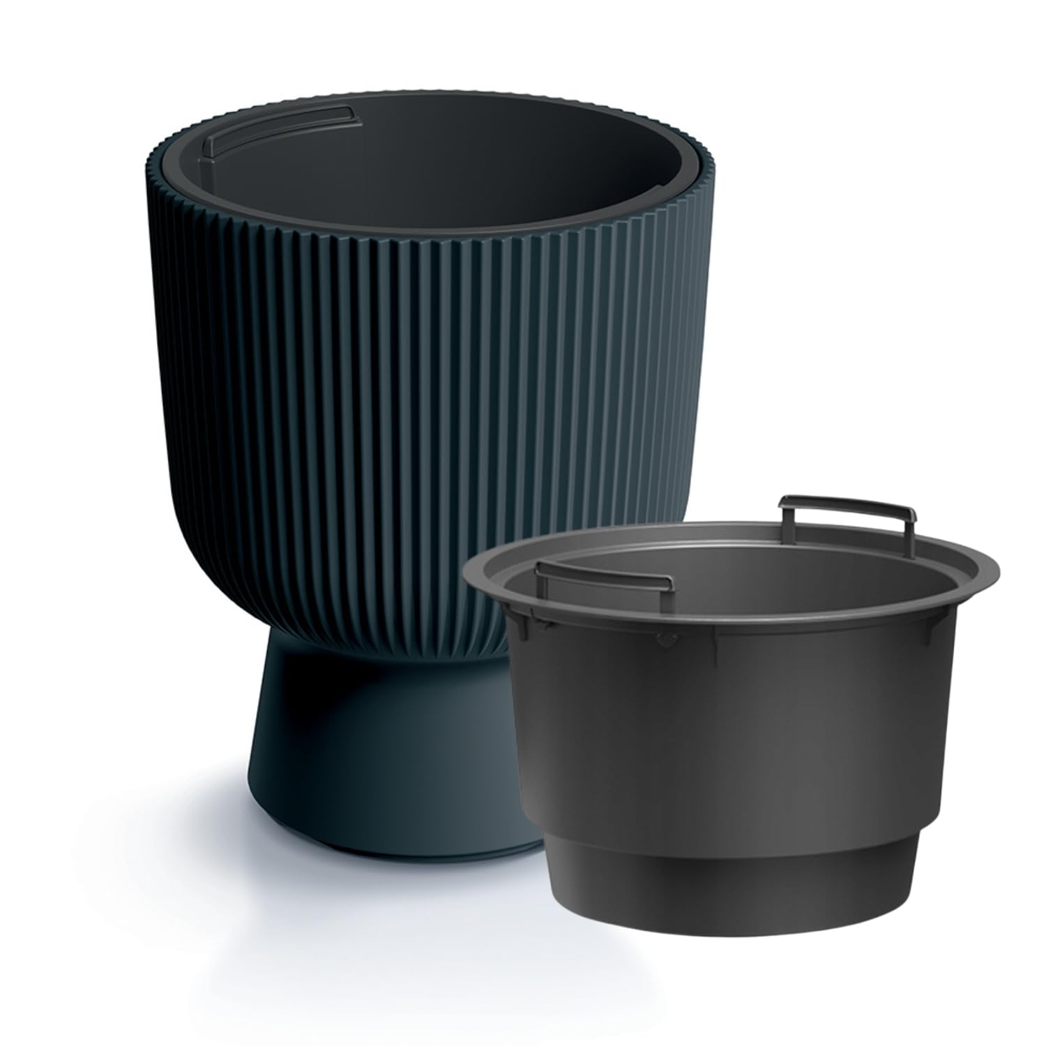Prosperplast (Anthracite, 40Cm - 37L) Plant Pots Flower Planter 7 Colours 3 Sizes Tall Wavy Plastic Pot Boho Elegant