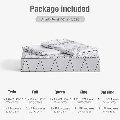 Miniatura 7 de Lekesky Juego de funda de edredón de 3 piezas de microfibra lavada ultra suave y transpirable, con lazos de cremallera y lazos, tamaño King, color