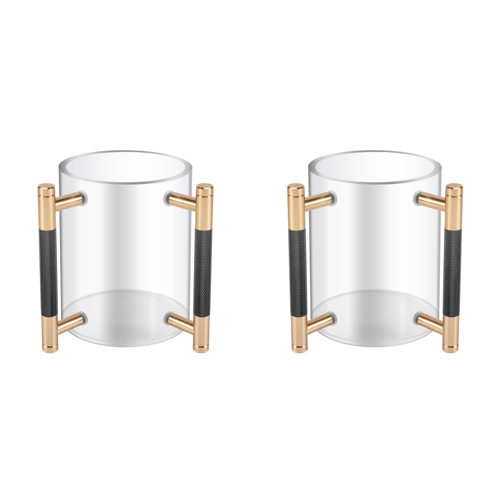 Vaso de acrílico redondo para lavarse las manos con dos asas de metal para meditación