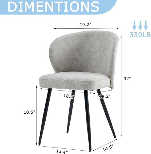 Miniatura 2 de Juego de 6 sillas de comedor de color gris jaspeado claro, sillas de comedor modernas con asiento acolchado y patas de metal resistentes, silla de