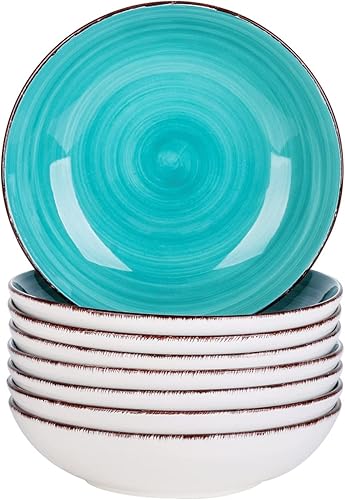 WULFY Vajilla 4812 Piece Ceramic Soup Plate Set Vintage Look Hand Painted Ceramic Salad Soup Plate Set (Color  8pcs)