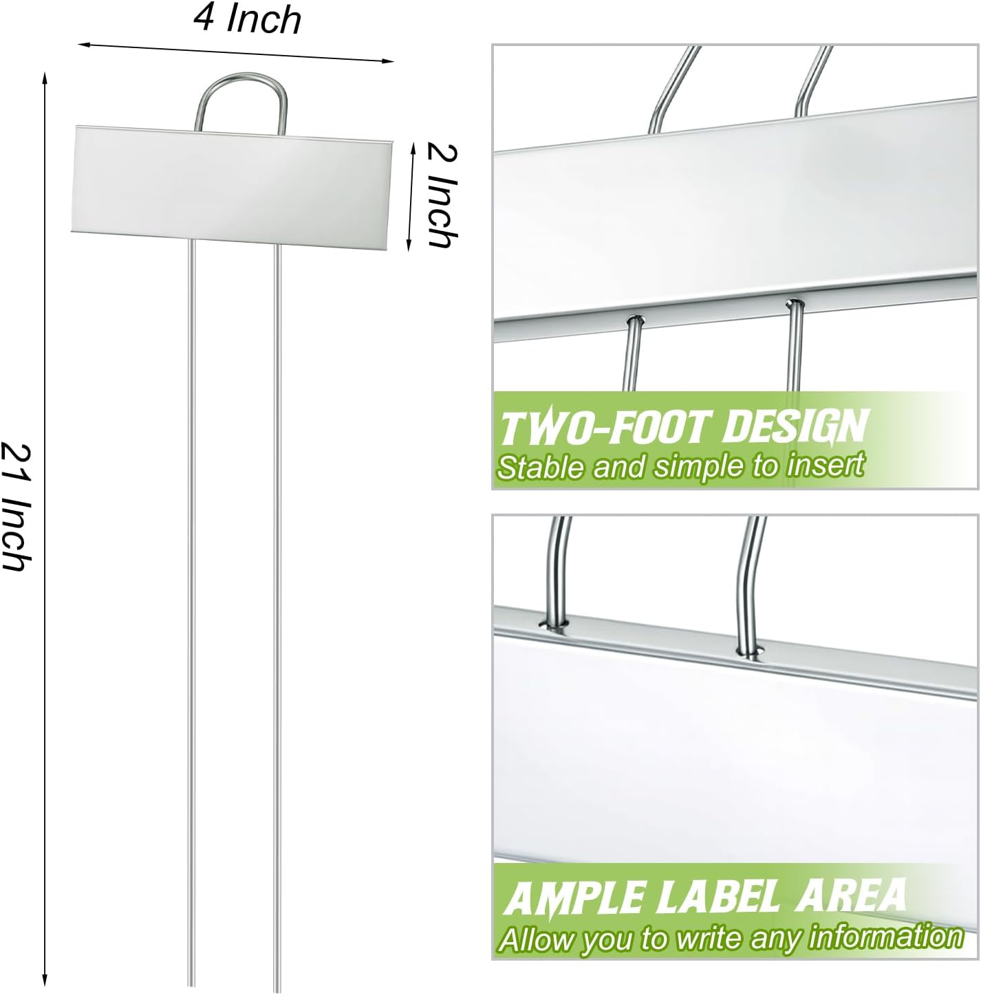 Duraaamo 30 Pcs Metal Large Plant Label Stakes 21" H Garden Labels Marker Sign Reusable Metal Name Stakes Plant Tags for Outdoor Garden Waterproof Seedlings Herbs Vegetable Greenhouse Sliver