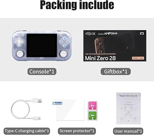 Miniatura 9 de Mini Zero 28 Consola de juegos, 2.8 pulgadas IPS de visión completa de 640 x 480 y 2900 mAh batería consolas de videojuegos retro, con tarjeta TF