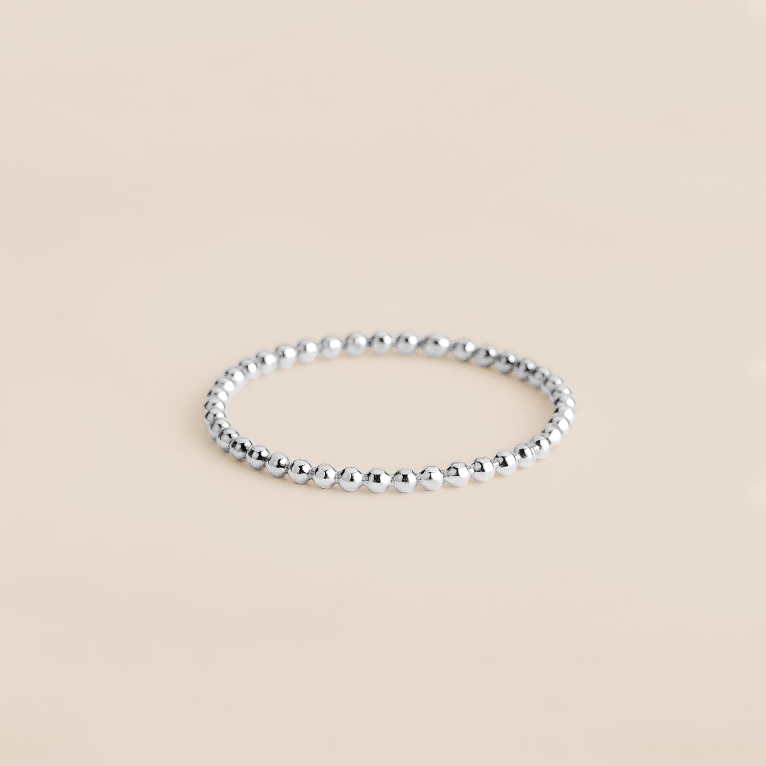 Melanie Golden Jewelry Dot Stacking Ring | Silver, Gold, or Rose Gold | Dotted Beaded Stackable Ring Band | Skinny Thin Bands Midi Ring Thumb Ring | USA Sizes 2-12