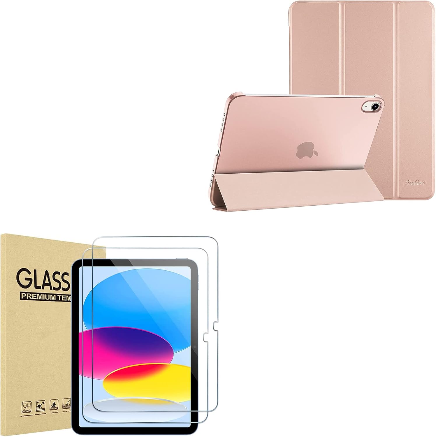 ProCase for iPad 10th Generation 2022 10.9 Inch Case Bundle with 2 Pack iPad 10.9 10th Generation 2022 Screen Protector
