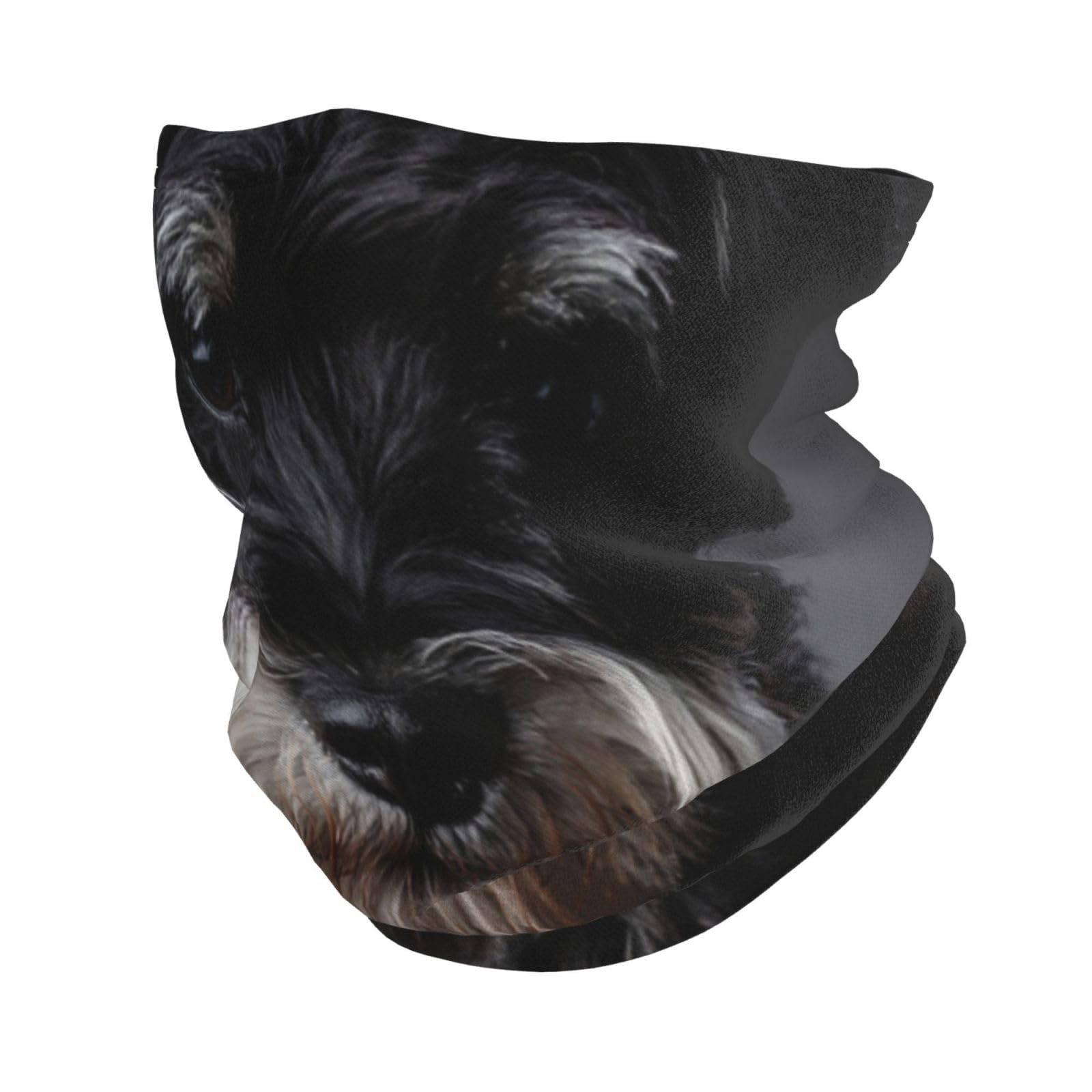 Poadnly Unisex As Picture Neck Gaiter Soft Face Cover Neck Warmer Tube Half Face Mask Scarf Balaclava,Schnauzer Portrait Dark Grey