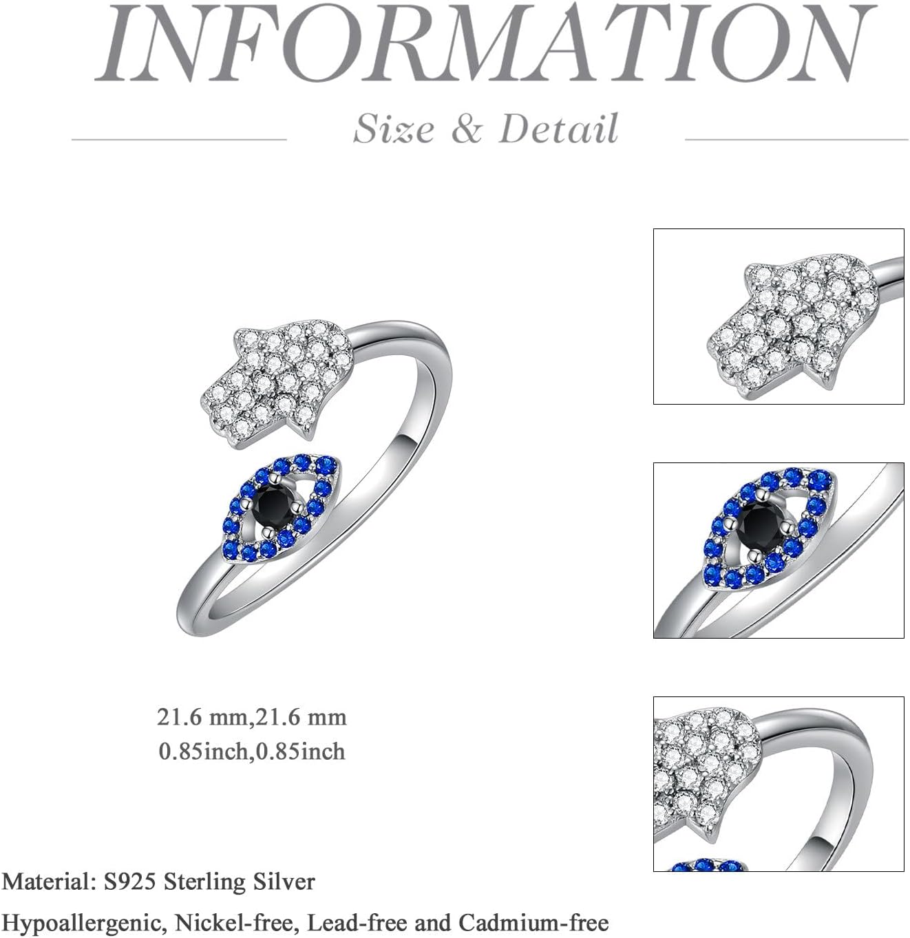 925 Sterling Silver Open Ring for Women Adjustable Ring Jewelry Christmas Gifts for Women Wife Girlfriend Her - Image 2