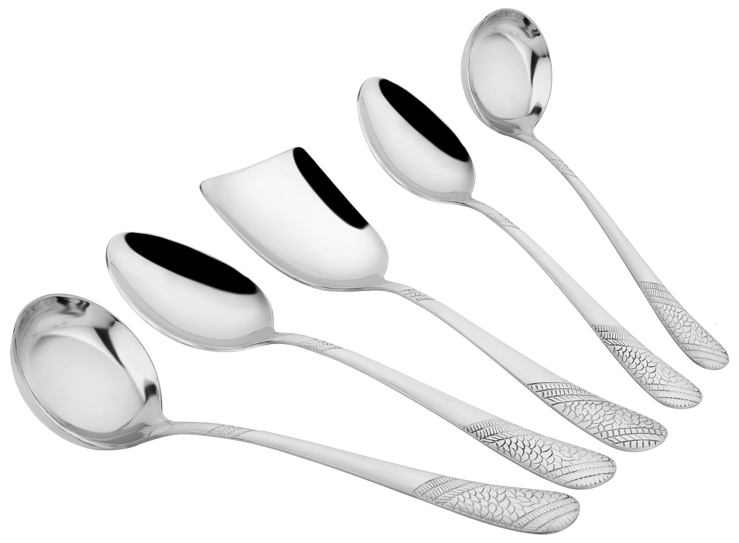 4 cucchiai da zuppa in acciaio inox, con testa quadrata, per riso e