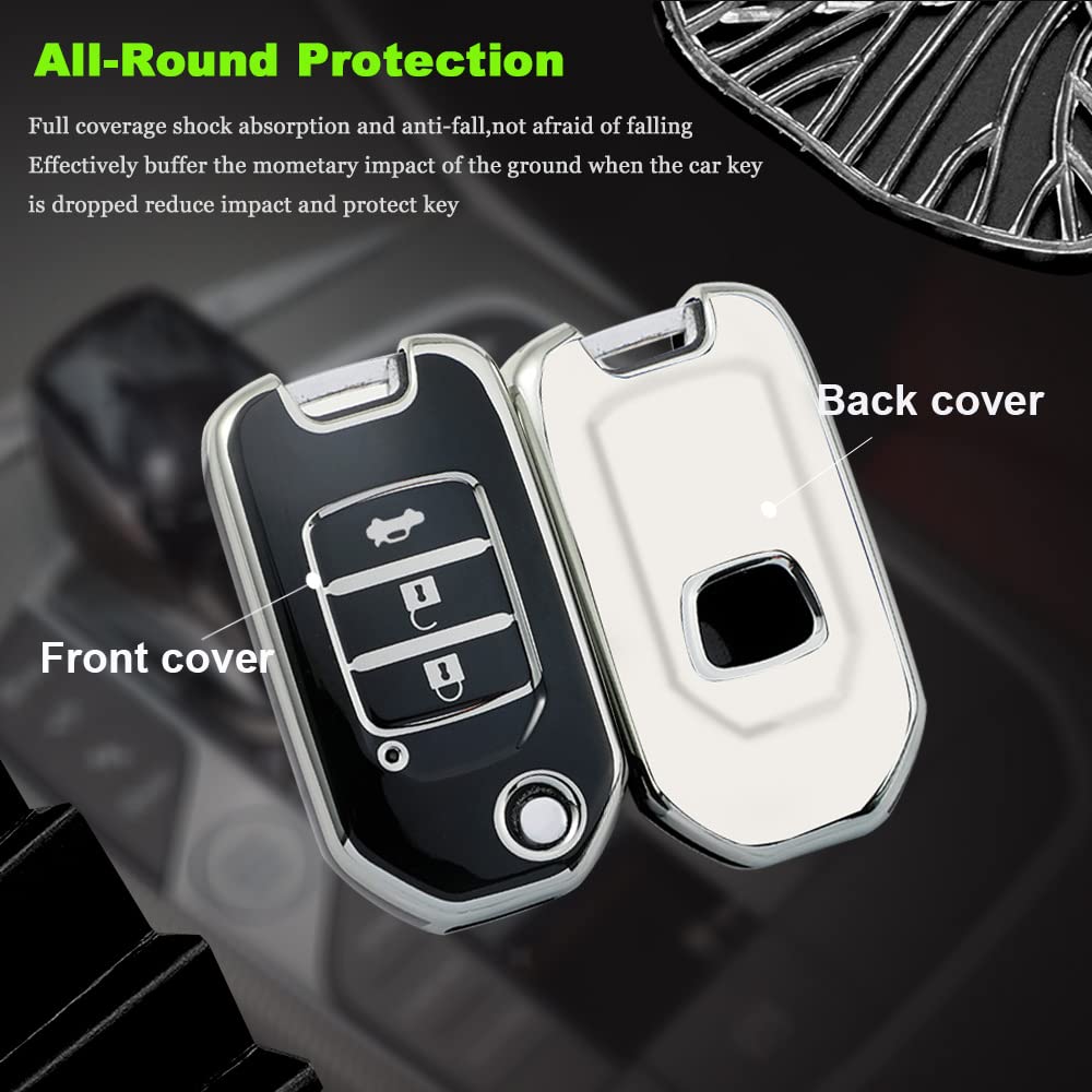ontto Cover Guscio per Chiave Telecomando Auto Adatto per Honda Civic Accord City CR-V Jazz XR-V Vezel HR-V FRV Crider Coprichiave in Metallo Pelle Custodia Protezione Portachiavi 2 Tasti-Marrone