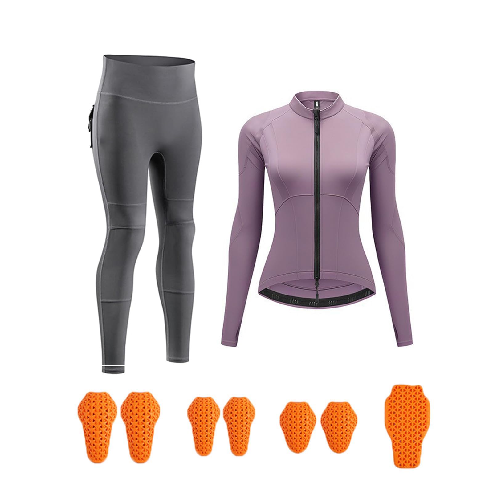 Set moto donna con protezioni, leggings a vita alta e top slim moto, abbigliamento traspirante multiuso con protezioni rimovibili per donna motociclista strada running