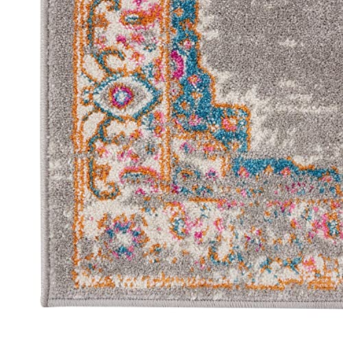 Nourison Passion Grey 2'2" X 7'6" Area -Rug, Boho, Traditional, Easy -Cleaning, Non Shedding, Bed Room, Living Room, Hallway, (8' Runner) #TOP4