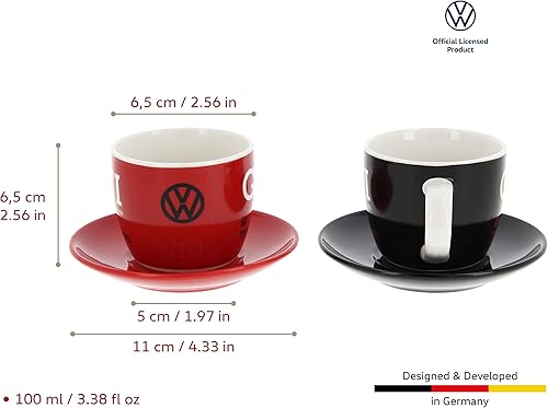 Miniatura 3 de BRISA VW Collection - Juego de tazas de café expreso Volkswagen, diseño GTI (The LegendRed & Black2 piezas3.4 fl oz3.4 fl oz)