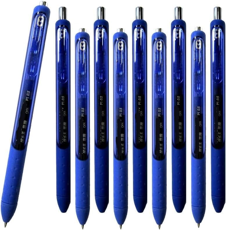 10 x Paper Mate Inkjoy Retractable Gel Ink Pen | Full Length Grip & Fast Drying | 0.5mm Fine Point Tip with Blue Colour Ink | Loose in Plain Packaging [ASIA IMPORT]