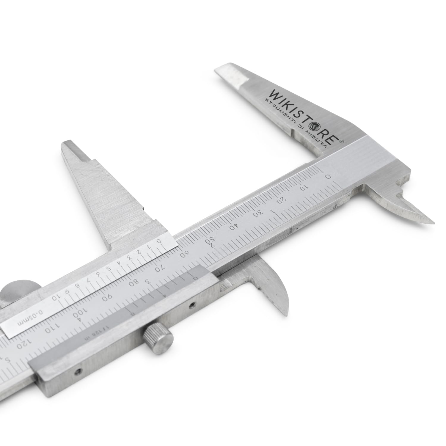 WIKISTORE CALIBRO PROFESSIONALE MONOBLOCCO 300 mm, Calibro ventesimale da 30 cm con becchi da 60 mm, Calibro acciaio bloccaggio a vite, Lettura 0,05 MM / 1/128, Attrezzo da lavoro preciso