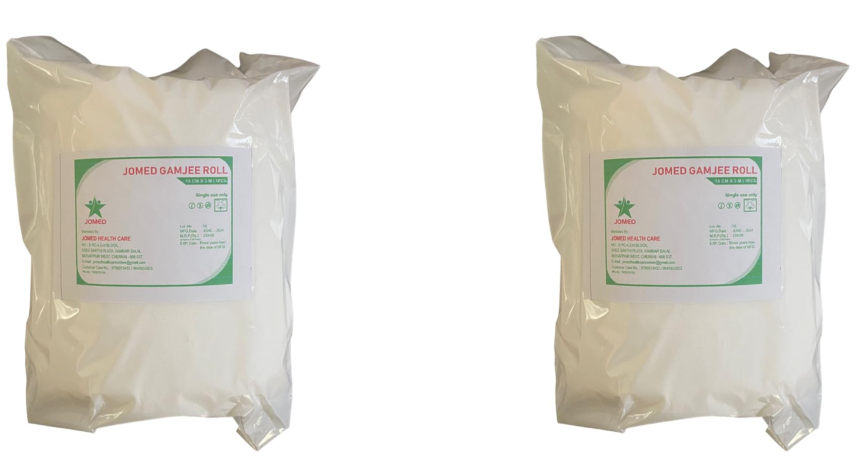 JOMED - GAMJEE ROLL Non-Sterile Gamjee Roll 15 cm x 3 mts - (Pack Of 2) …