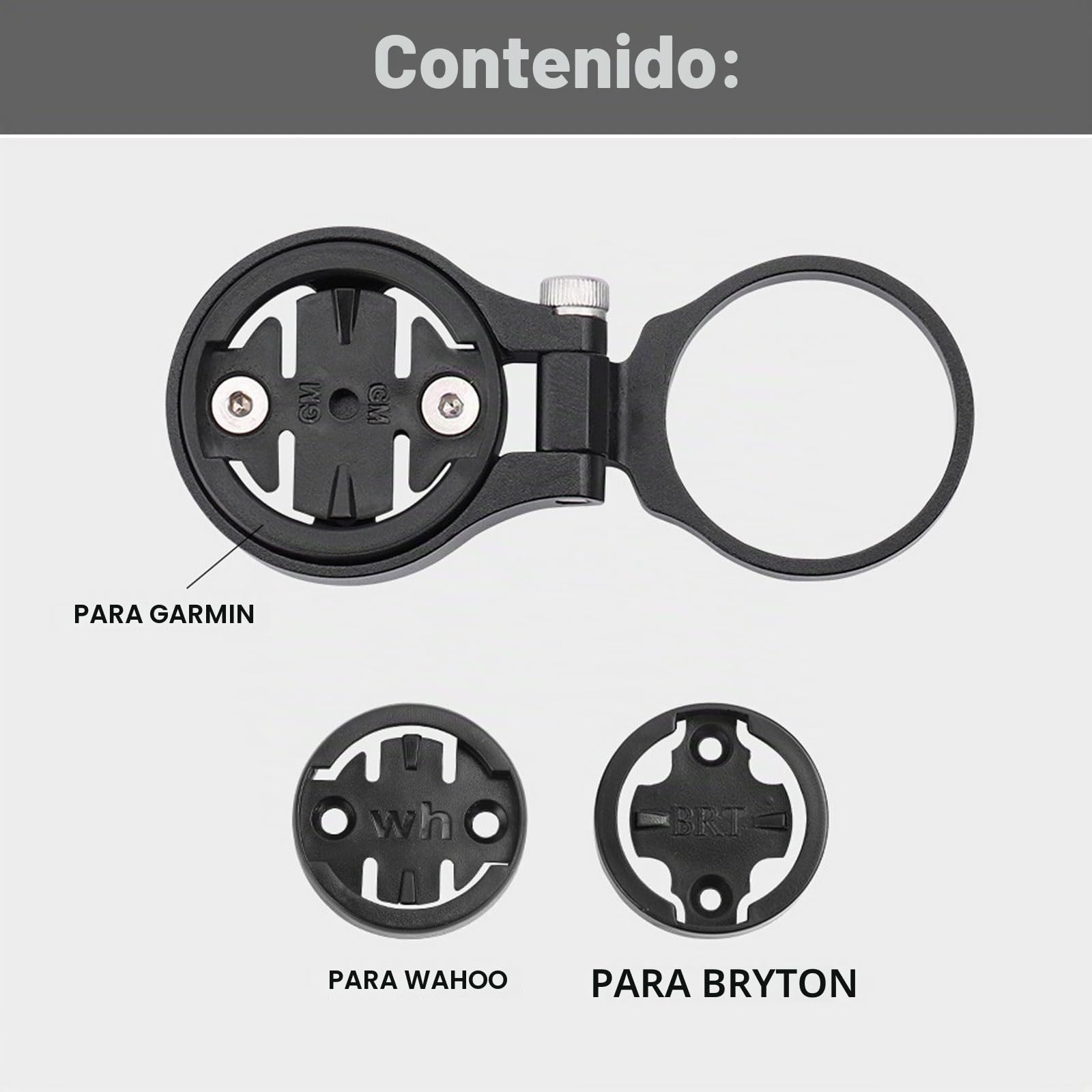 Soporte de Bicicleta para Garmin Edge, Wahoo Elemnt, Bryton, Cateye, Aleación de Aluminio, Soporte de Manillar Ajustable (Negro)