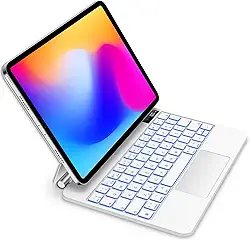 BETTDOW Capa com Teclado e Trackpad para iPad Pro de 11 polegadas (4ª/3ª/2ª/1ª) geração 2022 e Air 6ª e 11 polegadas (M2, 2024) e iPad Air 5ª/4ª geração de 10,9 polegadas,Teclado com LCD DisplayBranco