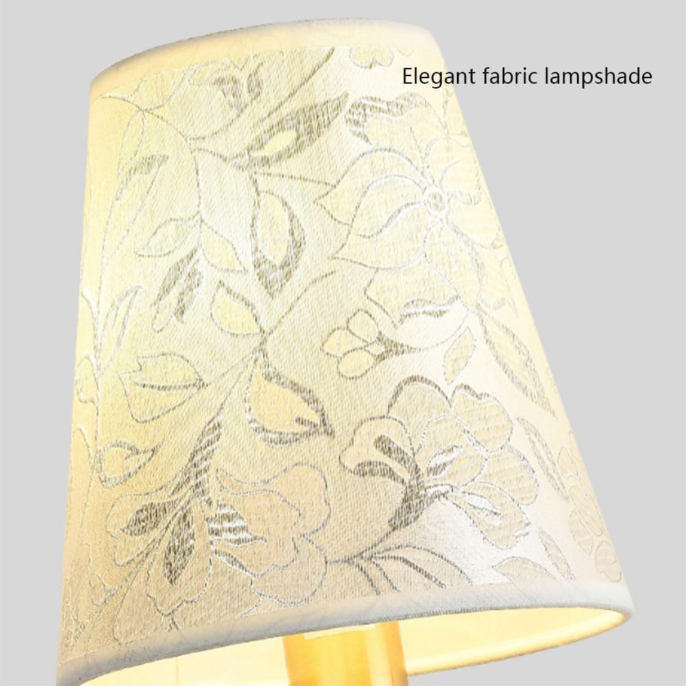 Pełna miedziana lampa ścienna z kwiecistym kloszem z tkaniny - elegancka ściana E14