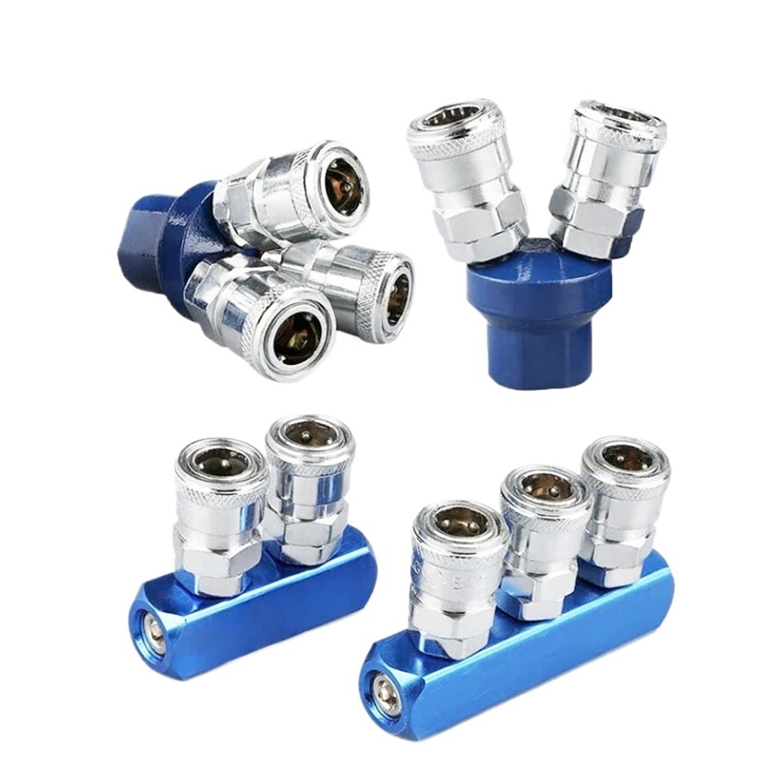 LIUCH Pneumatic Fitting Compressor Fittings 1/4 Quick Connector Air Gas Distributor for Pump Tool Coupler Manifold Multi Splitter(Three-PM20)