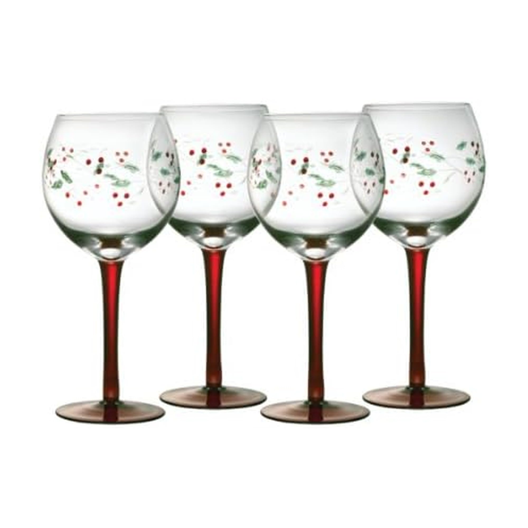 Pfaltzgraff Winterberry 13-ounce Hand Painted Goblet, Set of 4, 13 Ounce, White