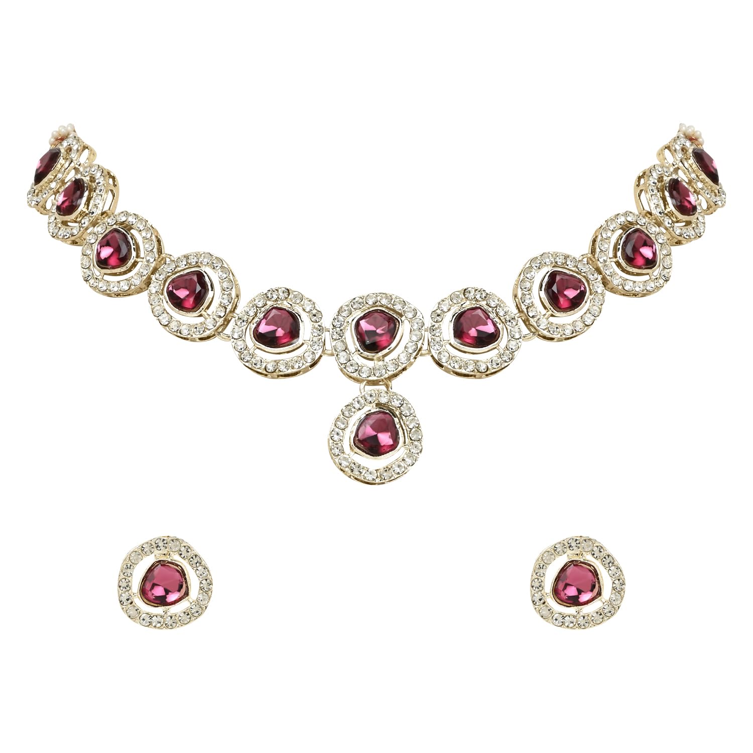 I Jewels Gold Plated Traditional Stone Choker Necklace Jewellery With Earring Set For Women/Girls (IJ381Wi) (B0CNXVLKJM) Amazon Price History, Amazon Price Tracker