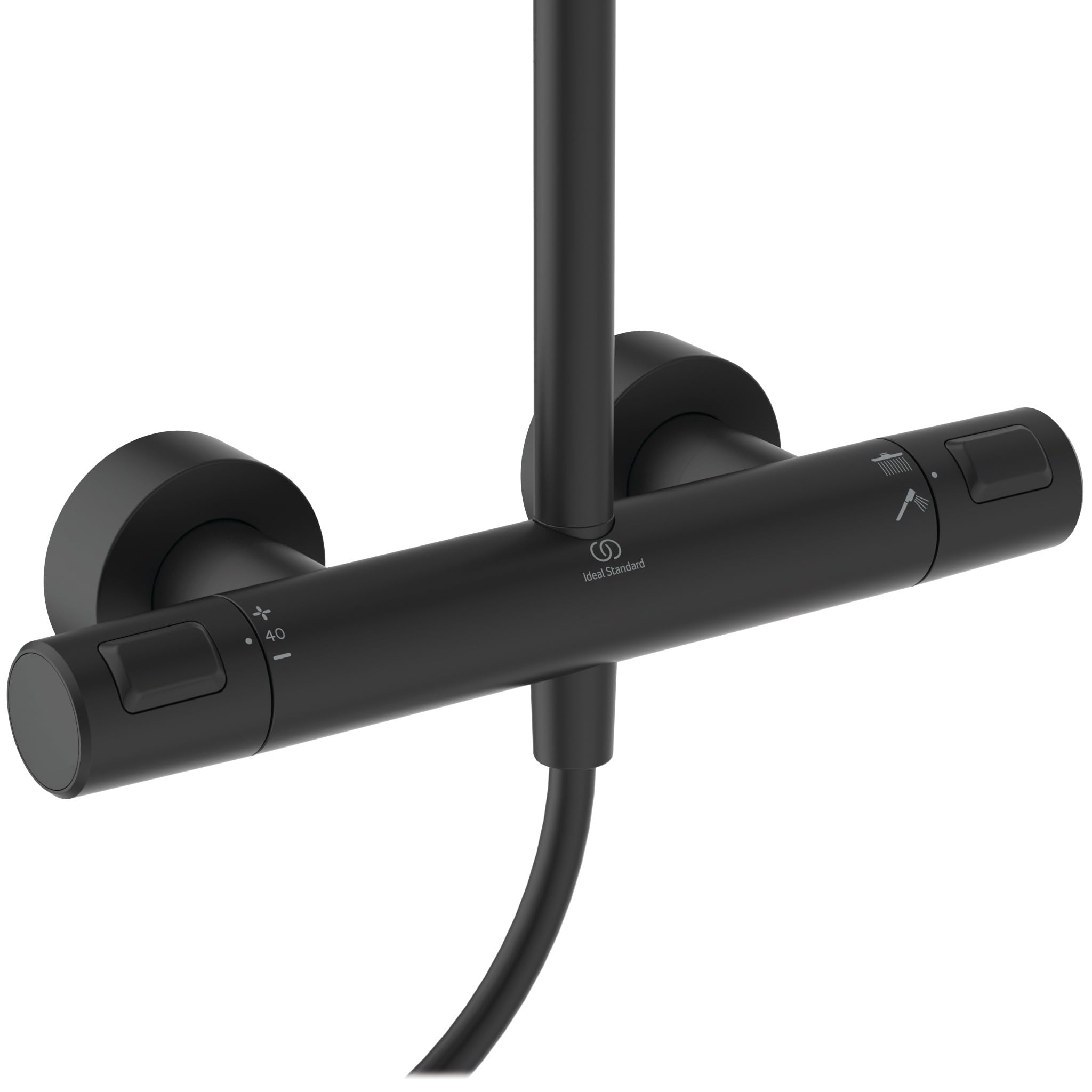 Ideal Standard - Ceratherm T25, Colonne de douche avec thermostatique externe, Kit complet avec mélangeur de douche, Noir soie