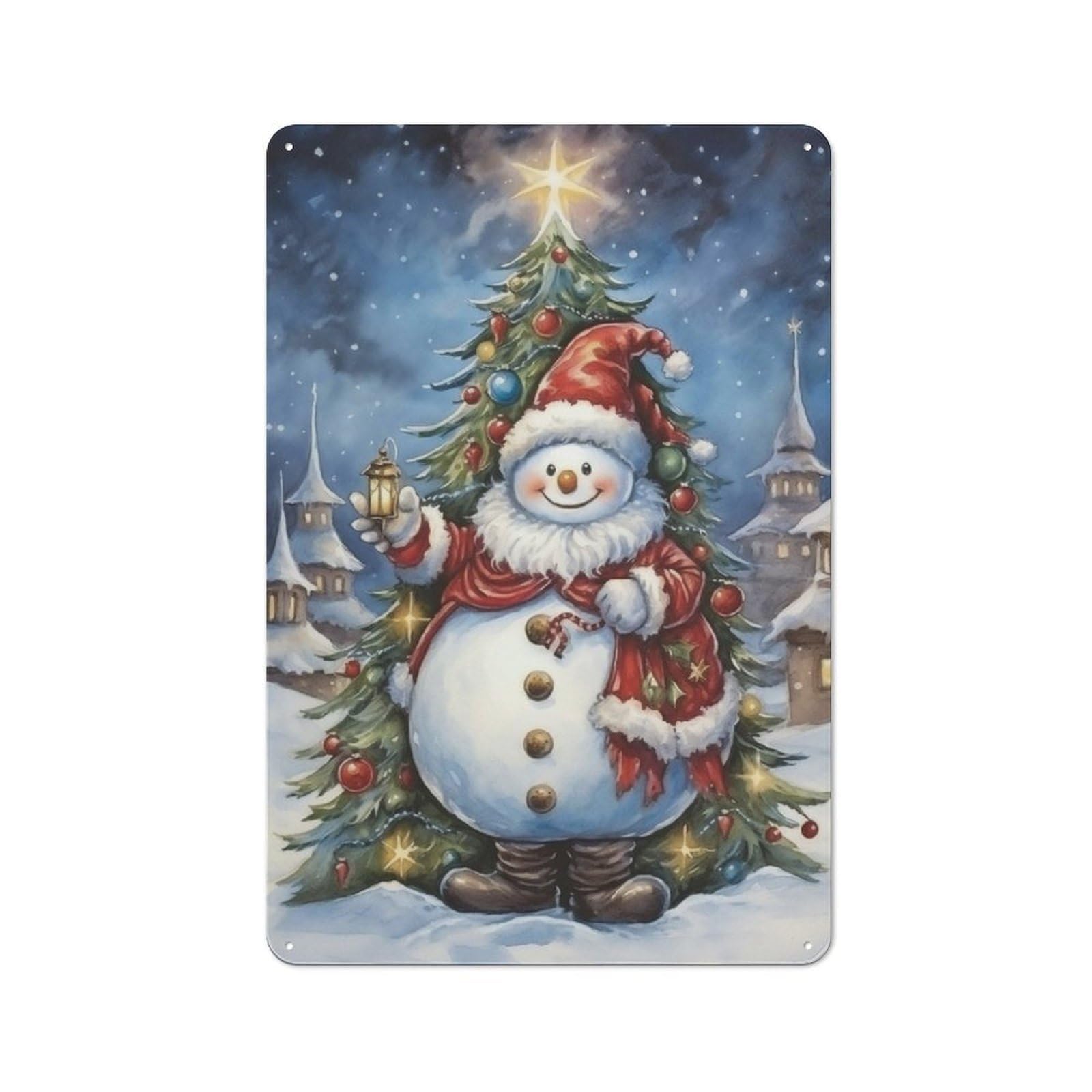 Junmoney Vintage Snowman Xmas Metal Wall Plaque For Halloween Party Room, Bar, Hallway Or Kitchen, Seasonal Gift For Friends And Spooky Decor Lovers, 30X20cm