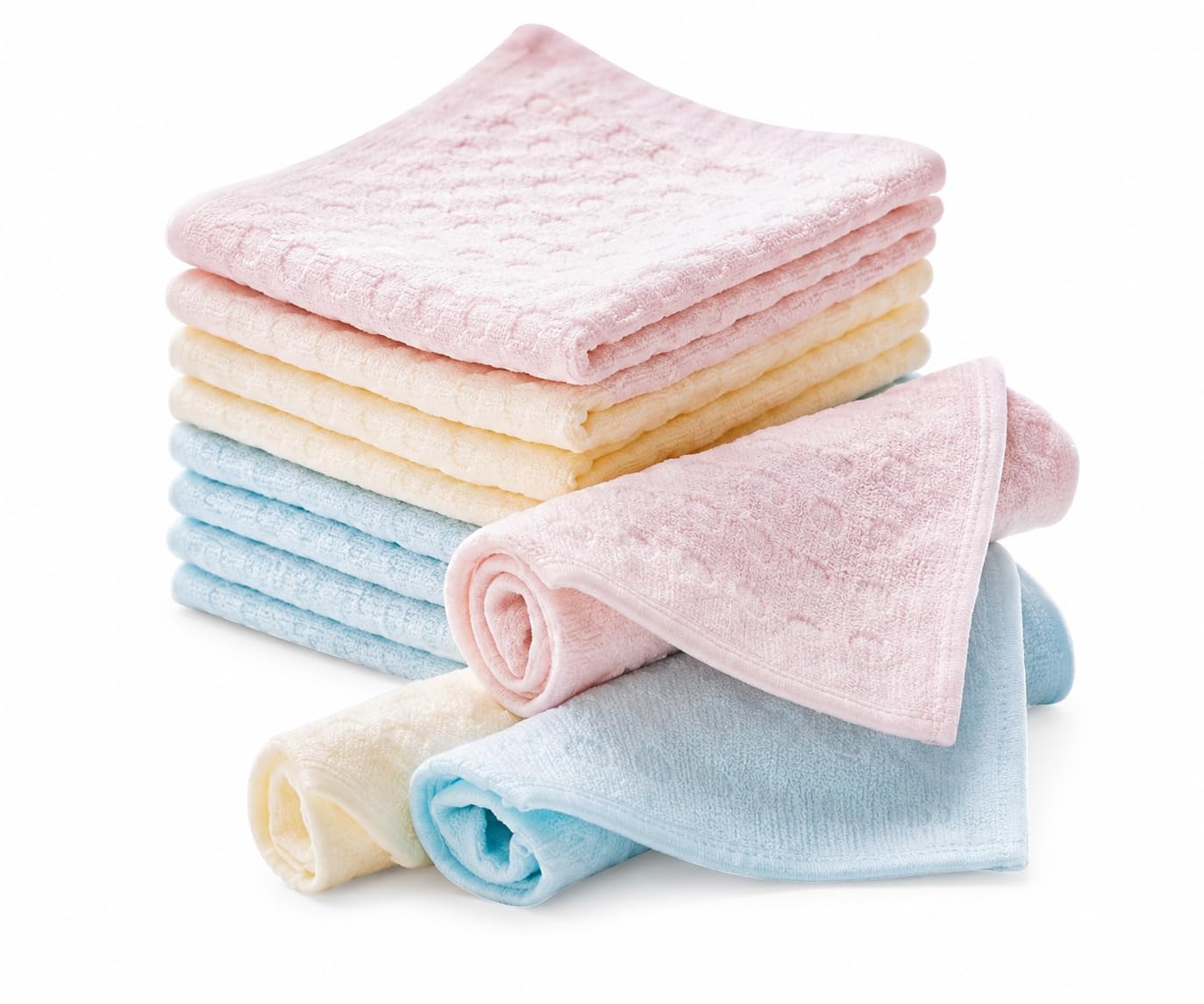 Soft Cotton Ladies Handkerchiefs, Pastel Colors, Quilted Pattern, Pack of 6-image-9